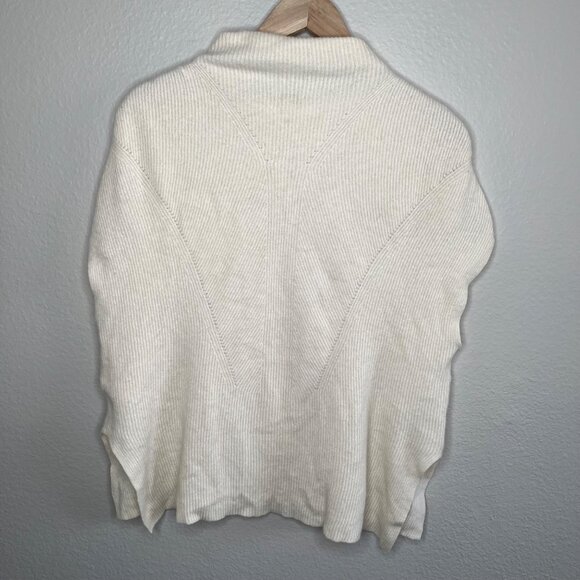 Vince Ribbed Ivory Wool Cashmere Blend Sleeveless Mock Neck Sweater Large - Picture 8 of 11